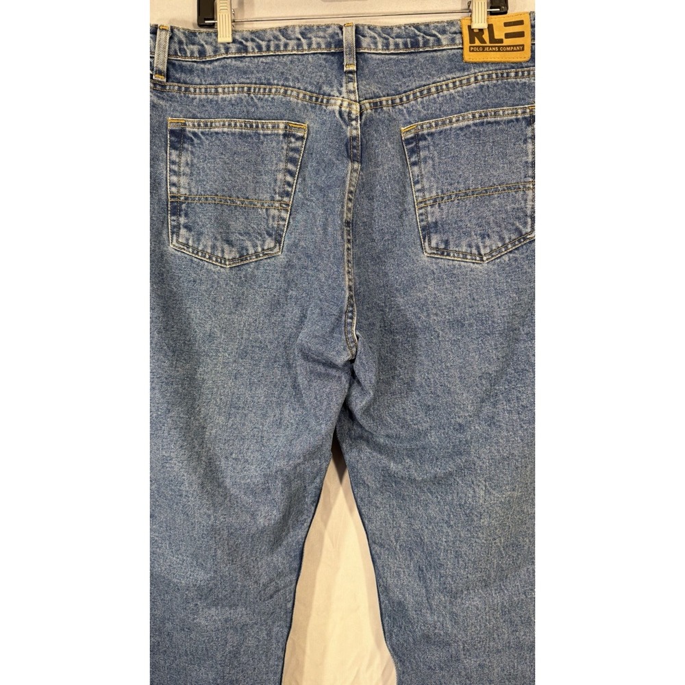 ralph lauren RL Medium Wash Blue Jeans True Size 36x30 Baggy Fit Denim Pants - Picture 11 of 13
